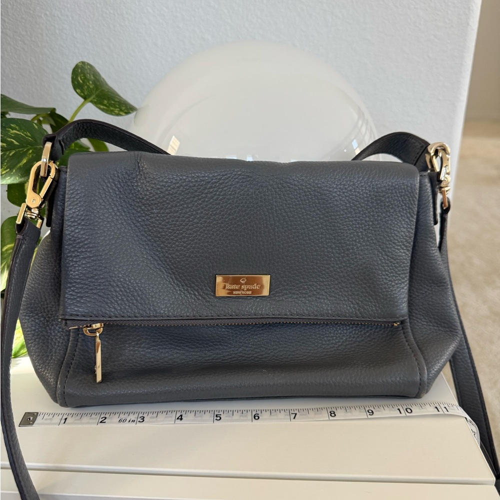 Kate Spade Charcoal Crossbody Bag with Gold Accents